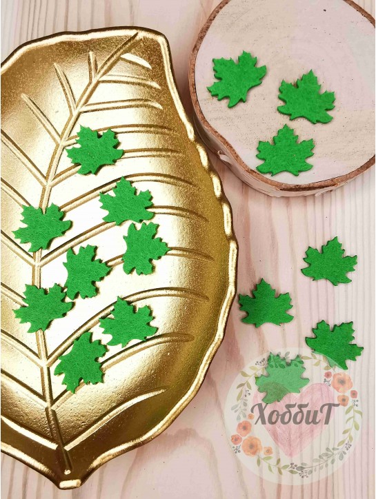 Патч-вырубка "Лист кленовый" 2,5см. (зеленый)